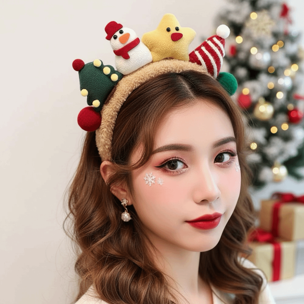 Reindeer Antlers Headband - Plush Texture Christmas Headband Vibrant Colors