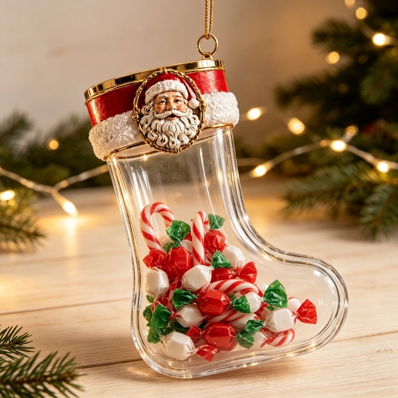 Christmas Stocking Hanging - Fillable Christmas Stocking Ornament with Clear