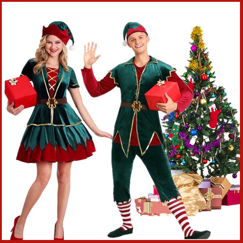 Elf Costume Christmas - Christmas Elf Costume Green Woman Man