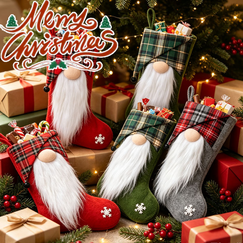 Christmas Stocking Hanging - 1-4PCS Christmas Treat Bags for Kids