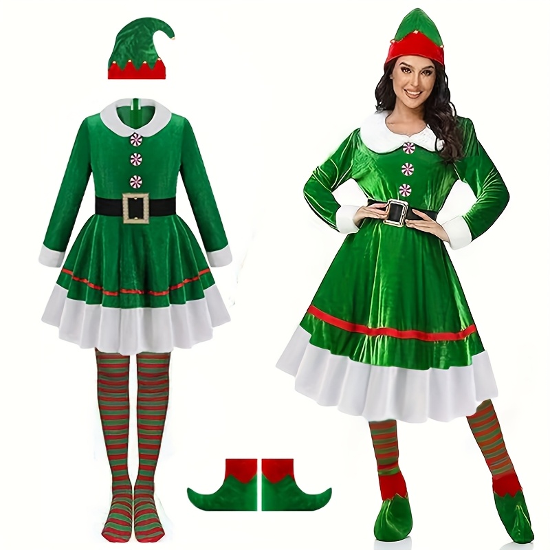5pcs Christmas Elf Costume Set - Elf Costume Christmas 评论和价格