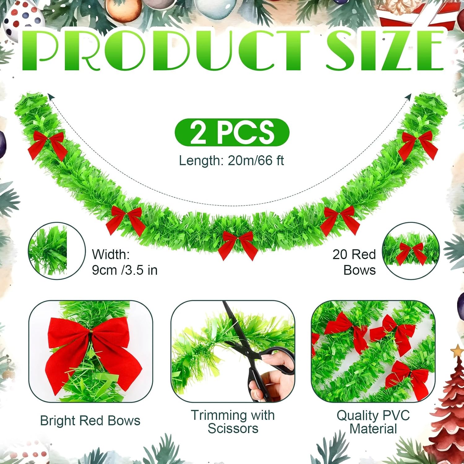 Christmas Light Green Tinsel G - Tinsel Garland Decoration 评论和价格