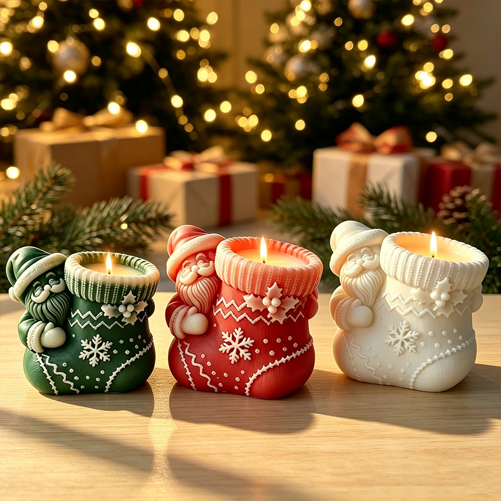 Christmas socks Elderly Silico - Holiday Candle Set 评论和价格