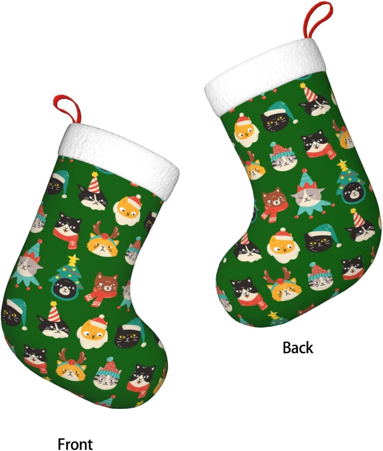 Cute Cats Green Christmas Stoc - Christmas Stocking Hanging 评论和价格