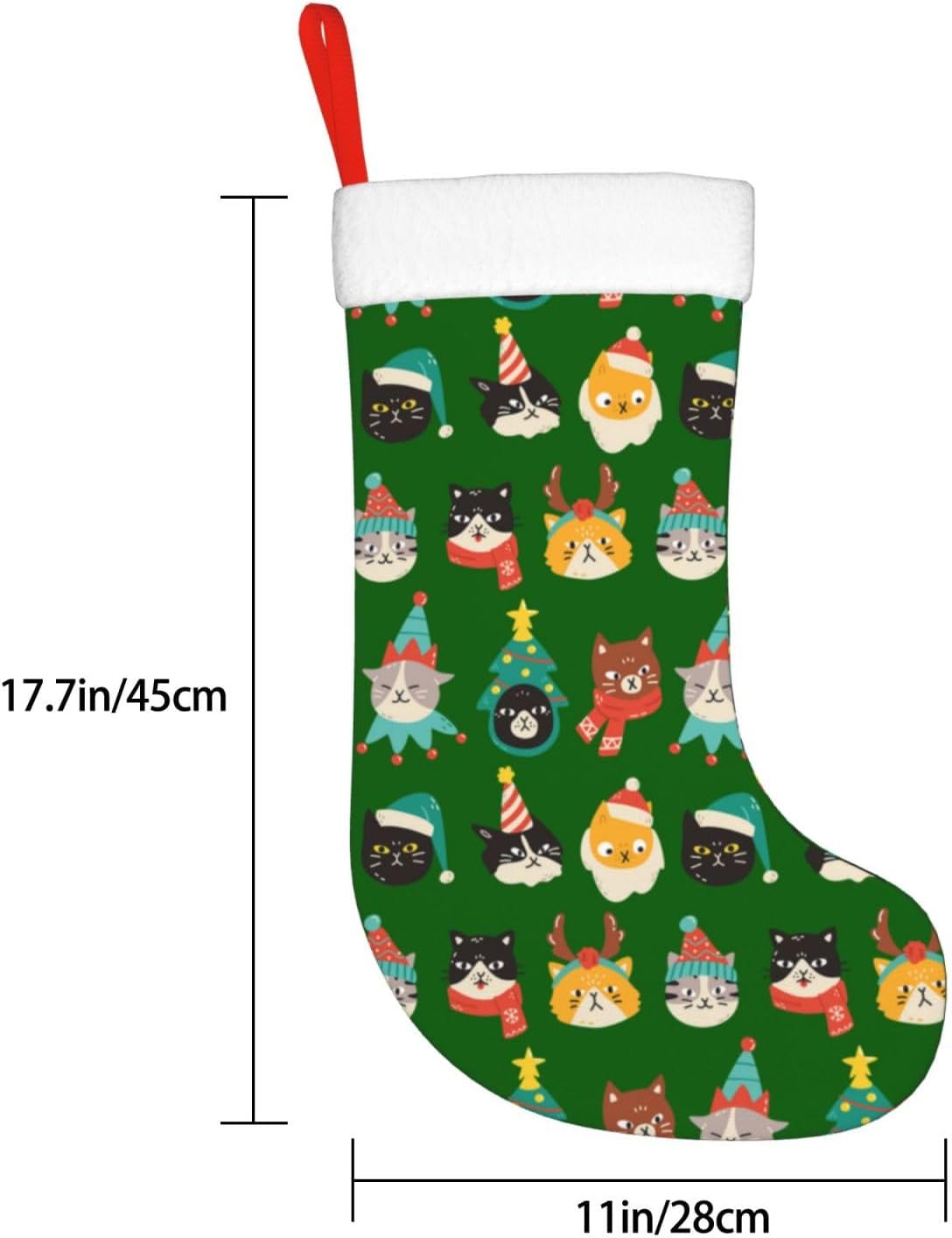 Cute Cats Green Christmas Stoc - Christmas Stocking Hanging 评论和价格